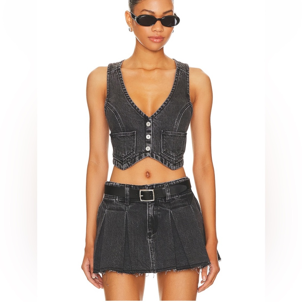 revolve denim skirt set